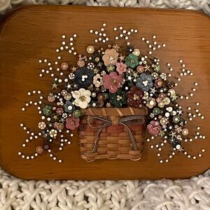 Pauline Owens Pol-O-Craft Circa 1970s Floral Nail Wall Art in a basket RARE!